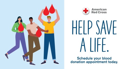 Help save a life. Schedule your blood drive donation today illustrated picture.