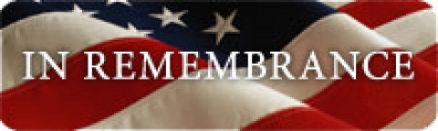 In Remembrance graphic with American Flag background
