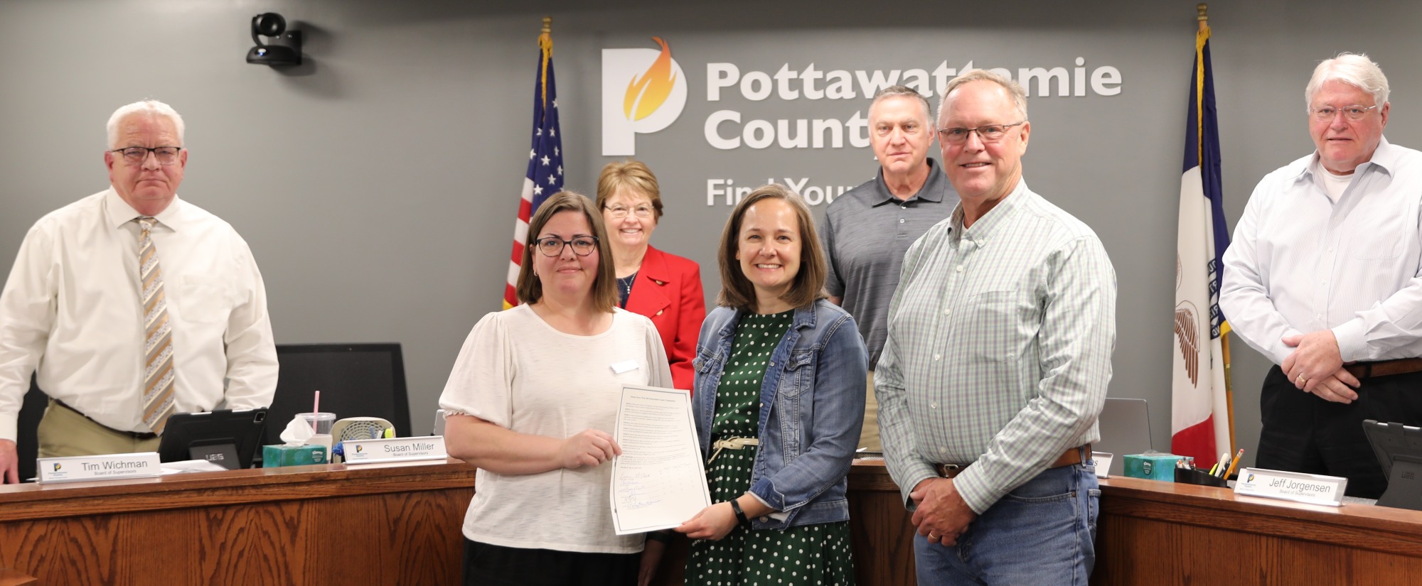 Library directors with the Board of Supervisors and the National Library Week proclamation