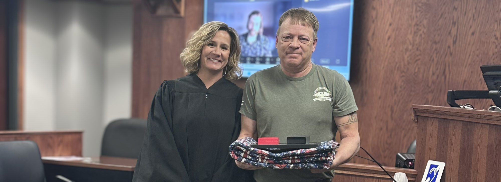Judge and Veterans Treatment Court Graduate