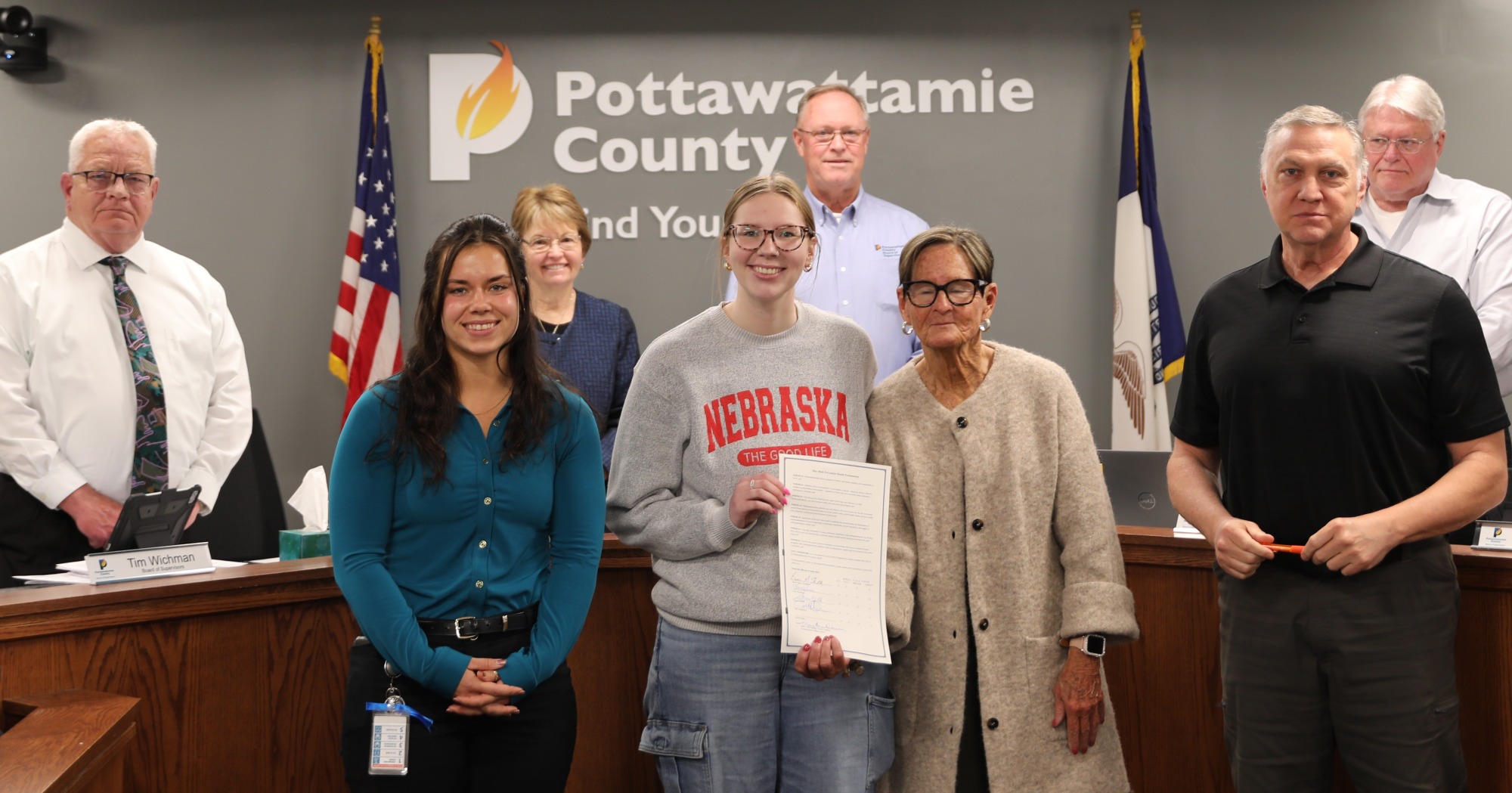 Public Heath, Heartland Family Service members, and Board of Supervisors recognize Meth Prevention Month Proclamation