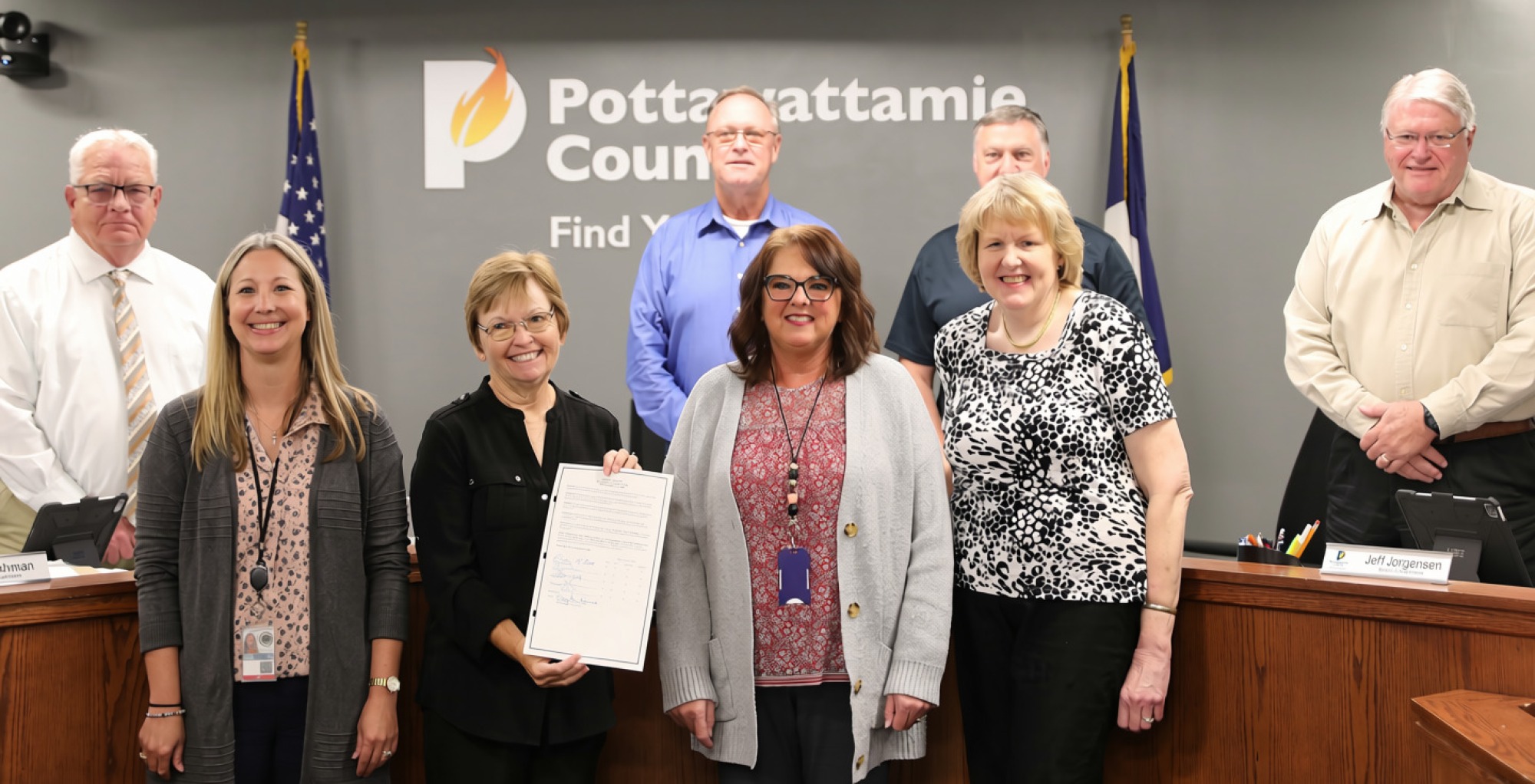 Payroll staff, Auditor and Board of Supervisors with Payroll Week Proclamation