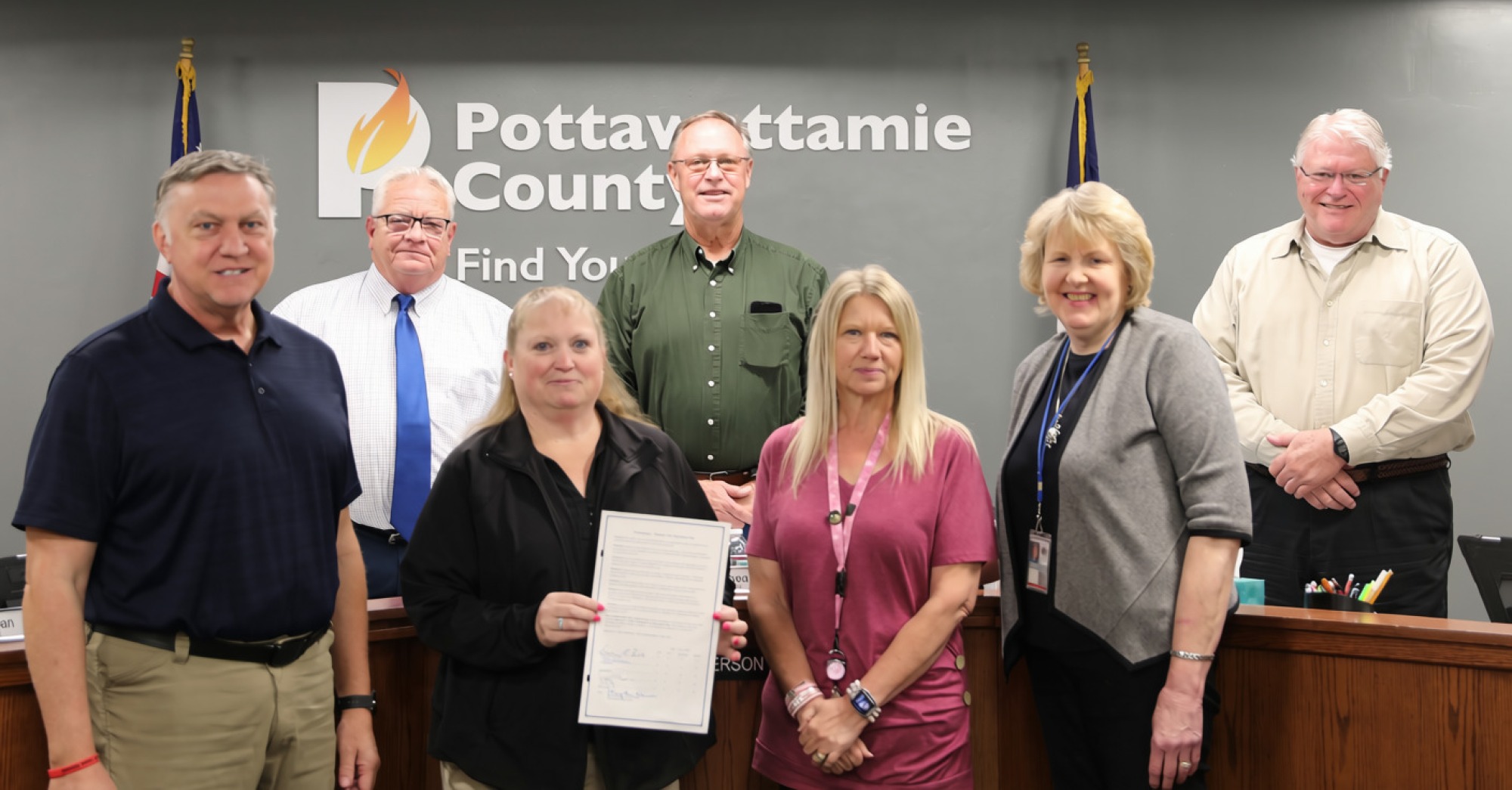 Auditor's Office staff, Auditor, and Board of Supervisors with Voter Registration Day proclamation