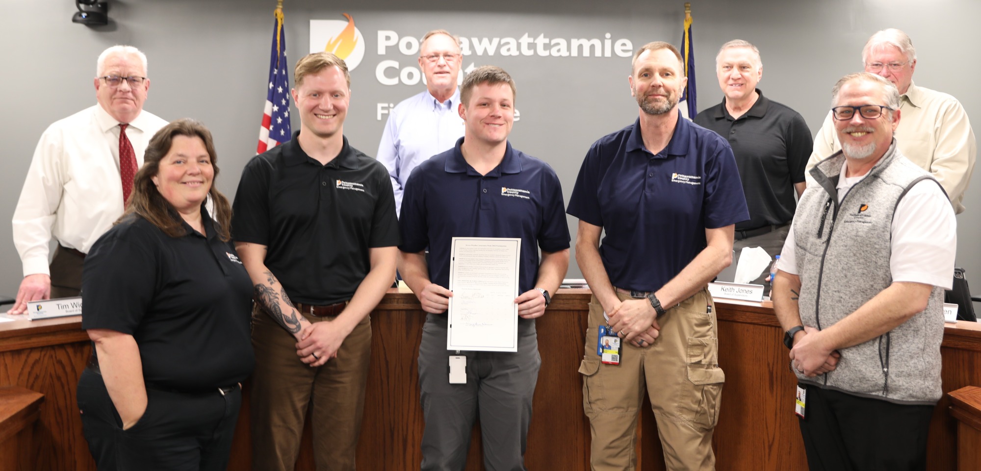 Pottawattamie County EMA with Board of Supervisors and Severe Weather Awareness Week Proclamation